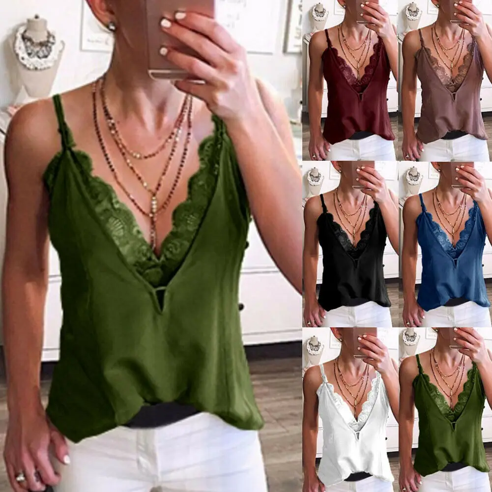 Новый женский модный повседневный летний топ без рукавов однотонный кружевной с