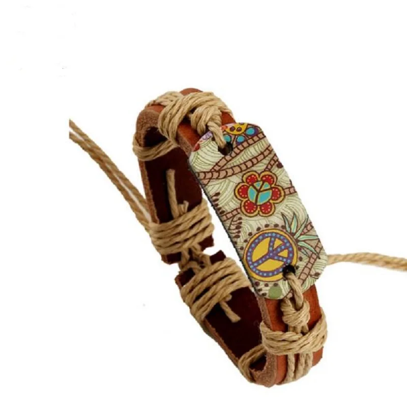 Новый мужской браслет унисекс цветной термопресс символ мира шарм Браслет