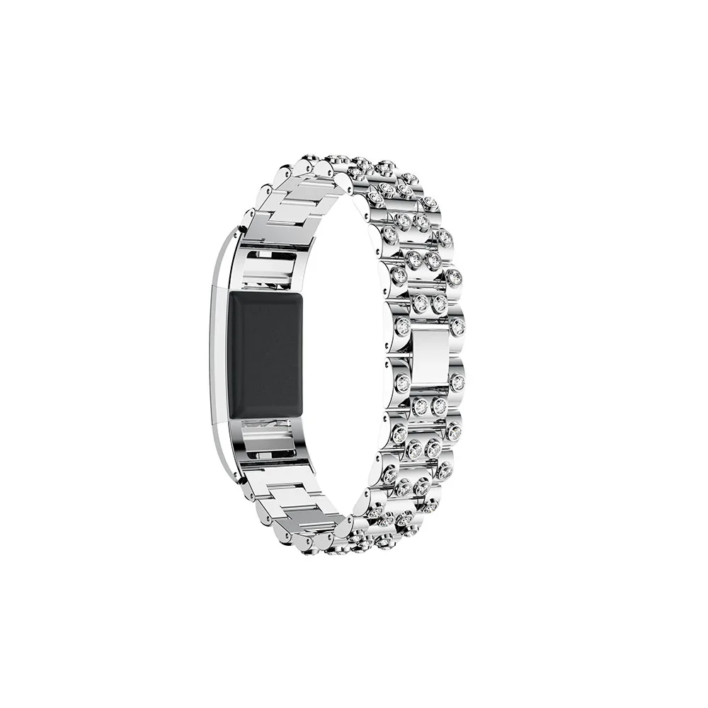 Модный металлический ремешок со стразами для Fitbit Charge 2 браслет сменный из