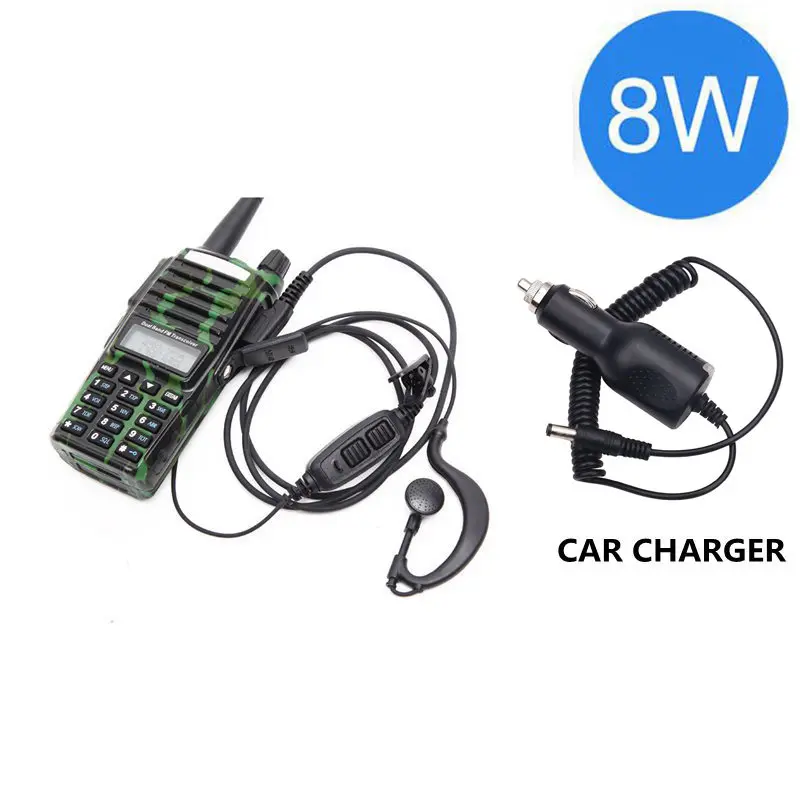 camo car charger BaoFeng UV-82 8 Вт рация Высокая мощность мощный UV82 8 Вт 10 км дальность pofung 8 Вт uv9r ham cb двухстороннее радио Охота - Цвет: camo car charger