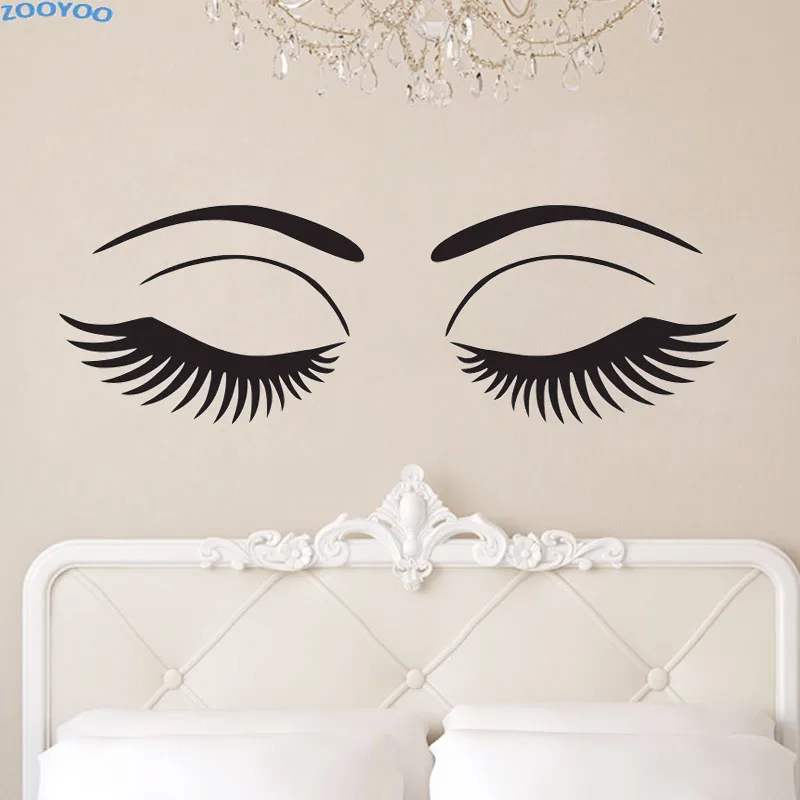 

ZOOYOO Beautiful Eyes Wall Decals Sexy Girl Eyelashes Makeup Wall Stickers Beauty Salon Wall Decoration Murals