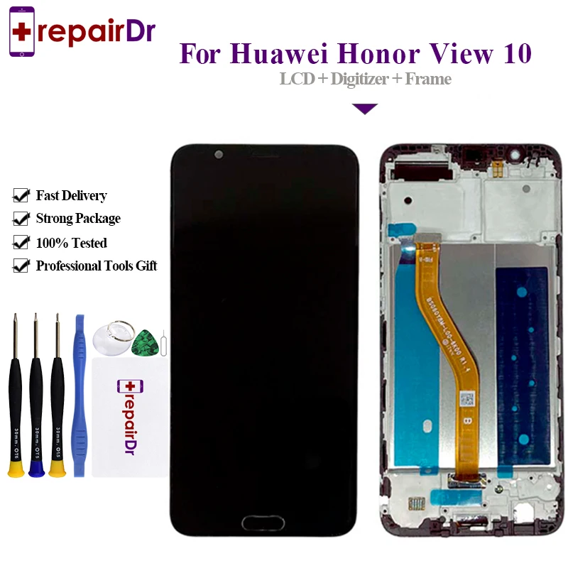 Для huawei Honor V10 ЖК-дисплей сенсорный экран дигитайзер с рамкой в сборе Замена протестирован для huawei View 10 ЖК
