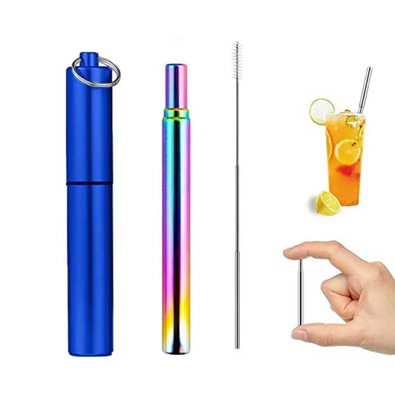 Портативная телескопическая соломенная солома из нержавеющей стали для