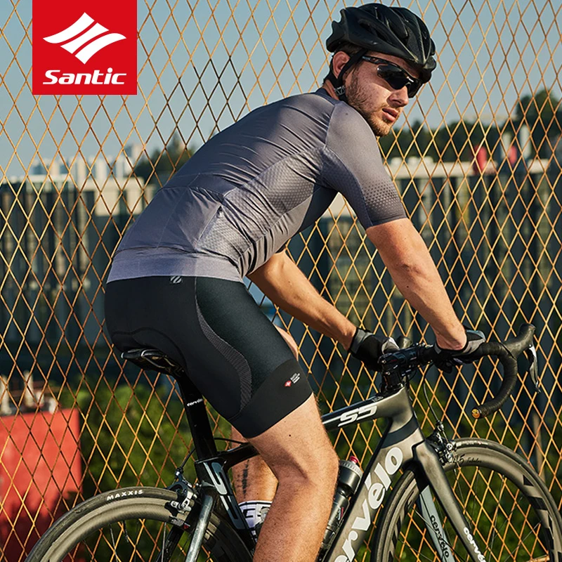 

2021 New Padded Men Cycling Bib Shorts Italian Fabric Cushion MTB Road Bike Bib Shorts Summer Breathable Reflective Short Santic