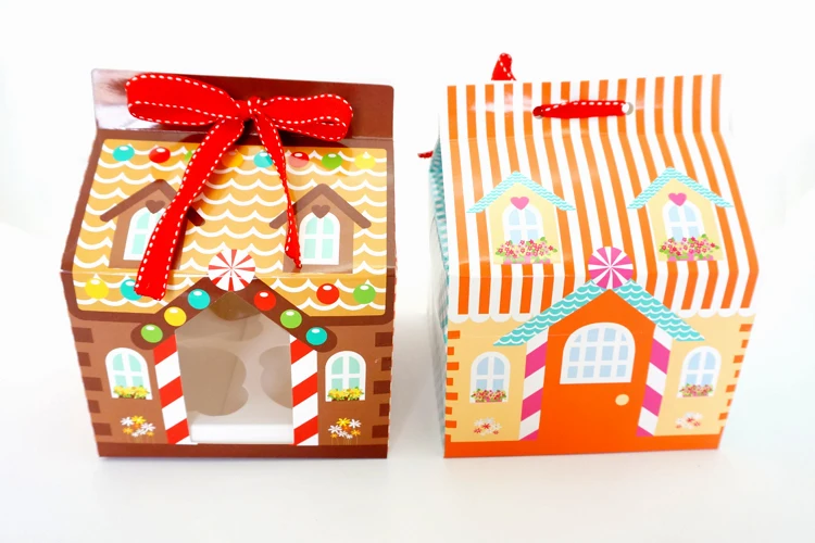 Рождественская коробка для кексов с 4 отверстиями/искусственная кожа/держатель