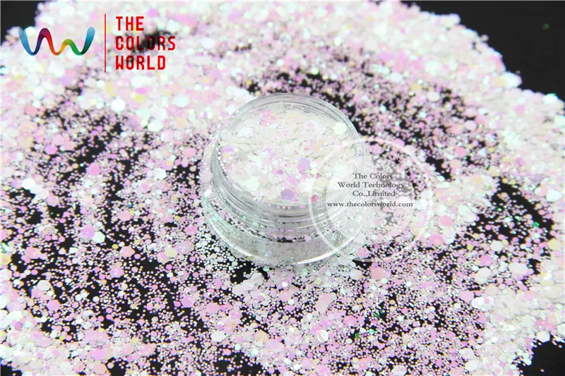 TCI03 H1 перламутровые неровные белые розовые светлые цвета шестигранные формы