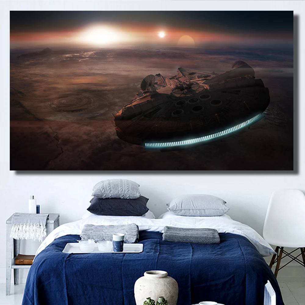 Плакаты и принты StarWars Millennium Falcon Холст Картина маслом для гостиной декоративные