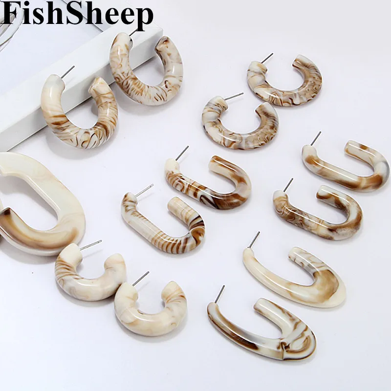 FishSheep Za 2019 Модные Акриловые геометрические серьги для женщин леопардовые простые