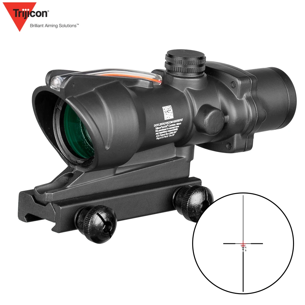 ACOG 4X32 охотничий прицел оптика из настоящего волокна красный зеленый с подсветкой шеврон стекло гравированное сетка тактический оптический прицел
