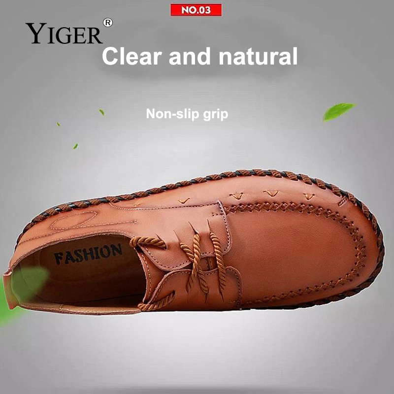 YIGER/Новинка; мужская повседневная обувь из натуральной кожи; Мужская обувь для отдыха на шнуровке; обувь для деловых людей; прошитая обувь на четыре сезона; 0094
