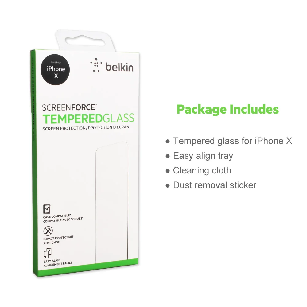 Belkin оригинальный Экран силы закаленное Стекло протектор для iPhone X с розничной