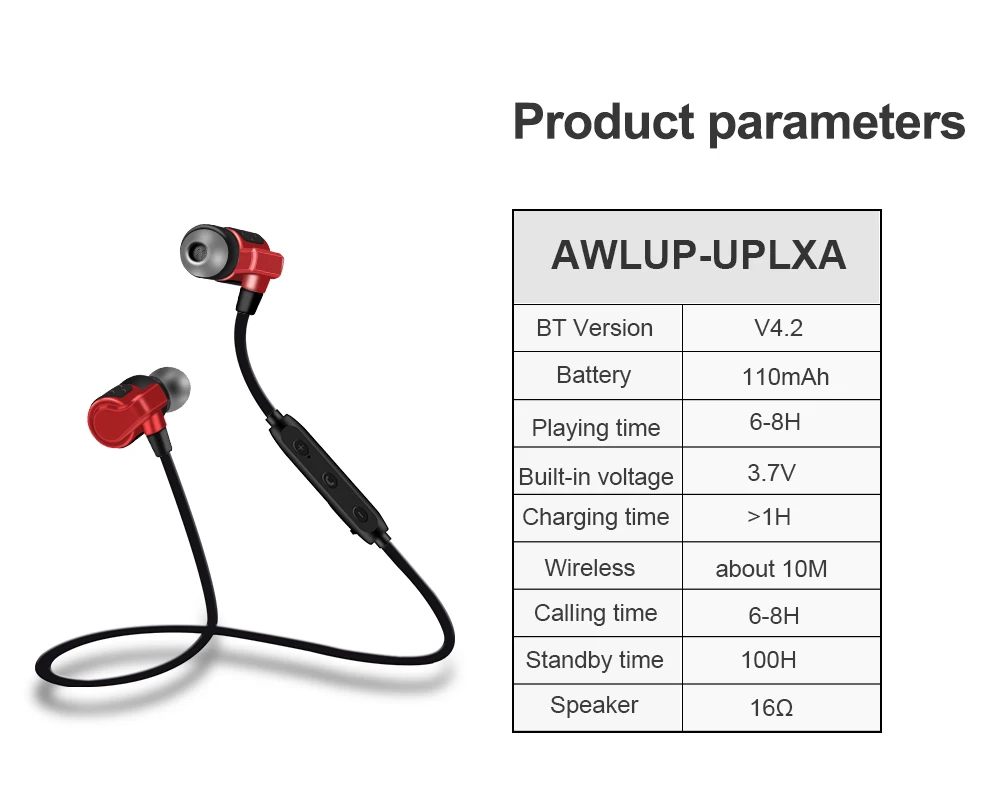 ALWUP UPLXA магнитные bluetooth наушники беспроводные для телефона с микрофоном Hi Fi