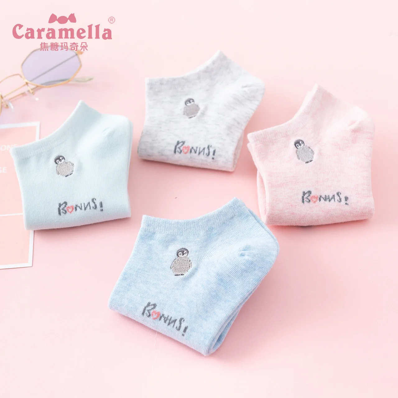 Женские носки с вышивкой Caramella короткие лодочки 3 пары весна лето|Носки-следки| |