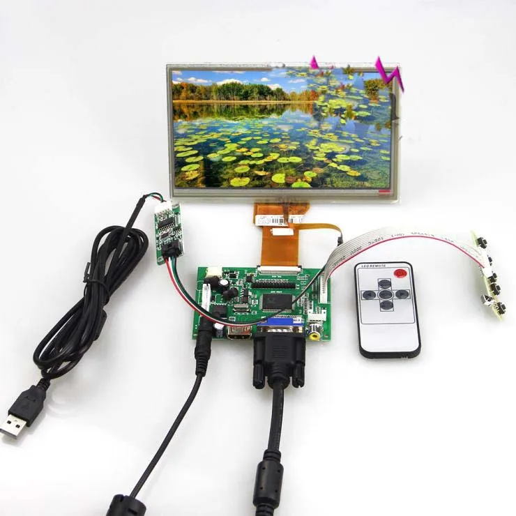 Для Raspberry Pi HDMI + VGA AV плата драйвера сенсорный экран 7 дюймов AT070TN90 AT070TN92 800x480 длина 80