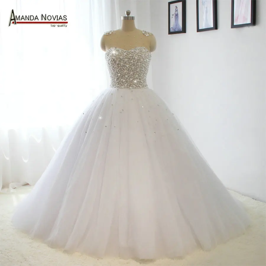 Robe de mariee роскошное свадебное платье с жемчугом ручной работы со стразами