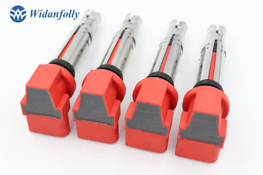 Widanfolly 4 шт. Катушка зажигания для Golf Jetta Bora Beetle Polo Sharan Tiguan A1 A3 Octavia 1,6 1,4 036905715F 036 905 715 F
