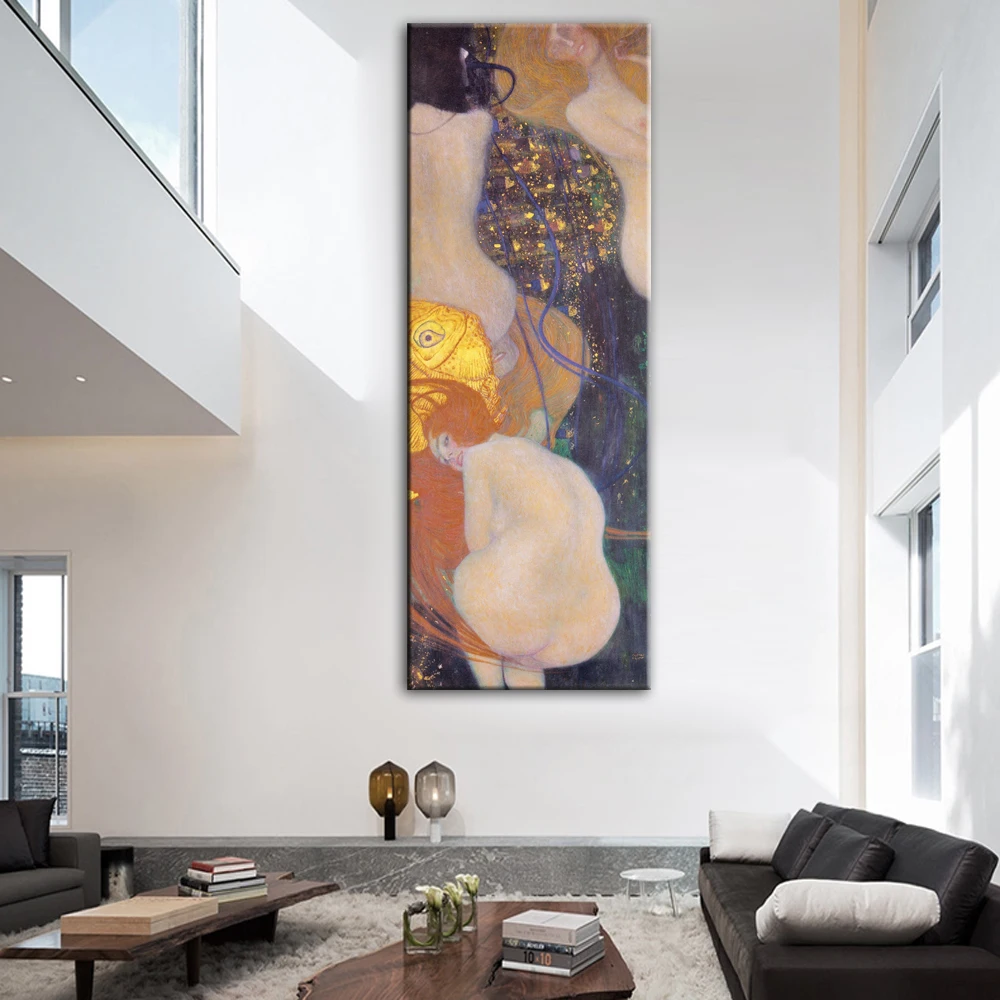 Gustav Klimt Kiss холст художественные картины репродукции Золотая рыбка знаменитый холст художественные принты декоративные картины для дома для гостиной