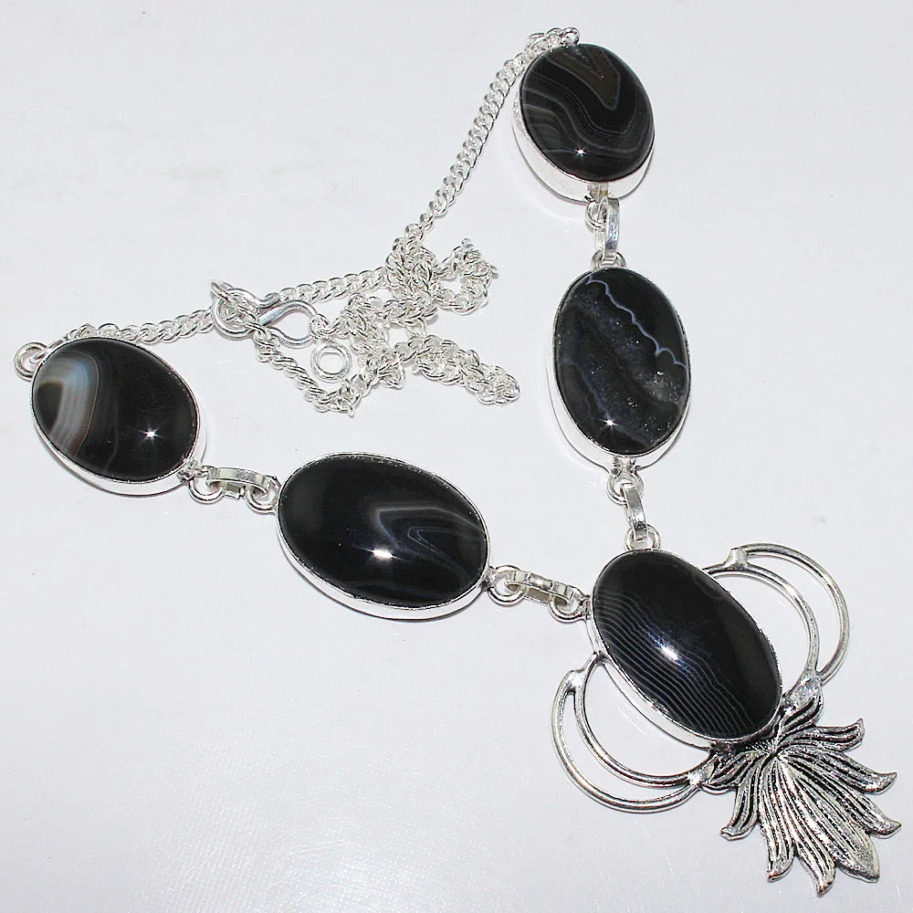 

Botswana Agates Necklace Silver Overlay over Copper, 49cm, N1677