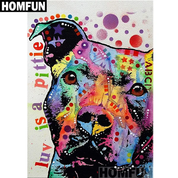 Бургундия HOMFUN Diy Полная квадратная круглая дрель 5D алмазная Картина Вышивка крестом Алмазная вышивка "красочная собака" Домашний Декор подарок - Цвет: Бургундия
