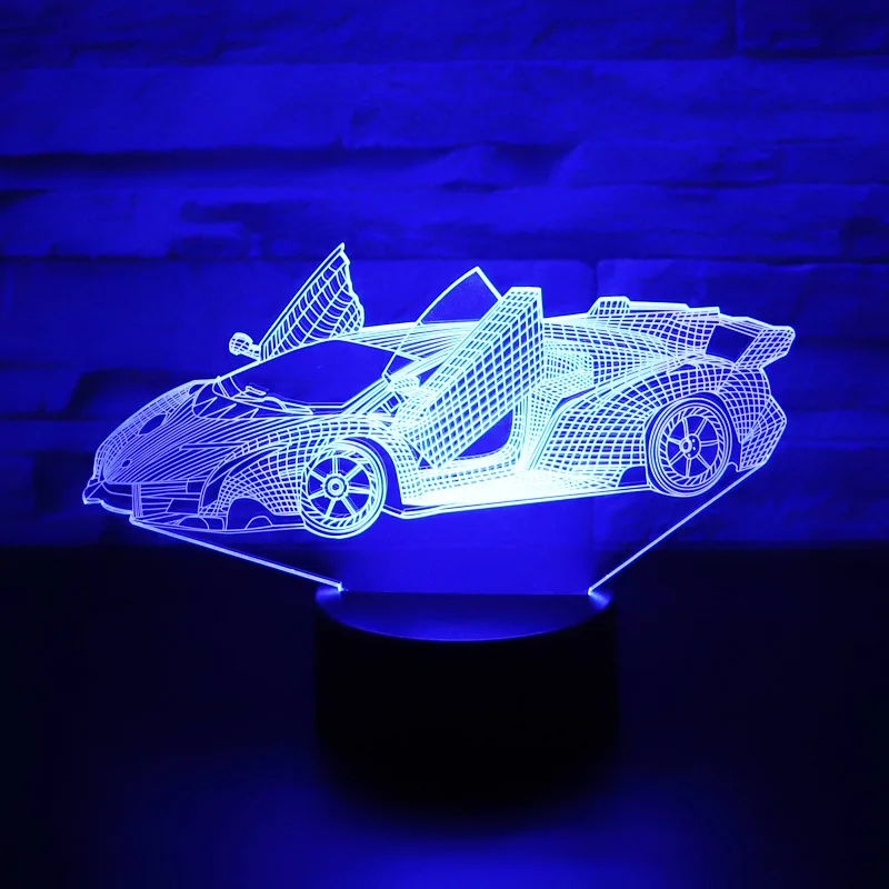Светодиодный ночсветильник 3D спортивный автомобиль с улучшенным сознанием и