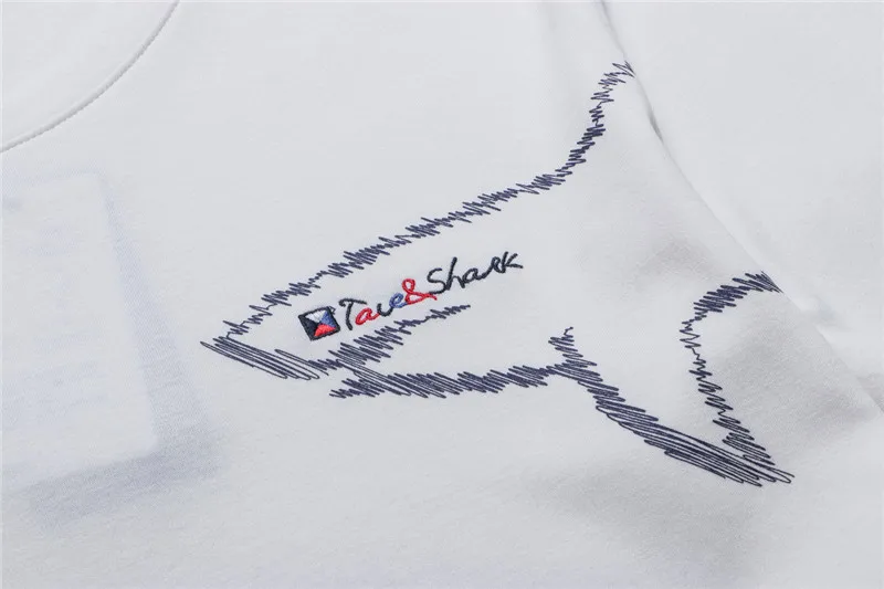 TACE& SHARK бренд Осенняя мужская повседневная хлопковая Футболка Homme модная футболка с принтом акулы с длинным рукавом мужские футболки для фитнеса