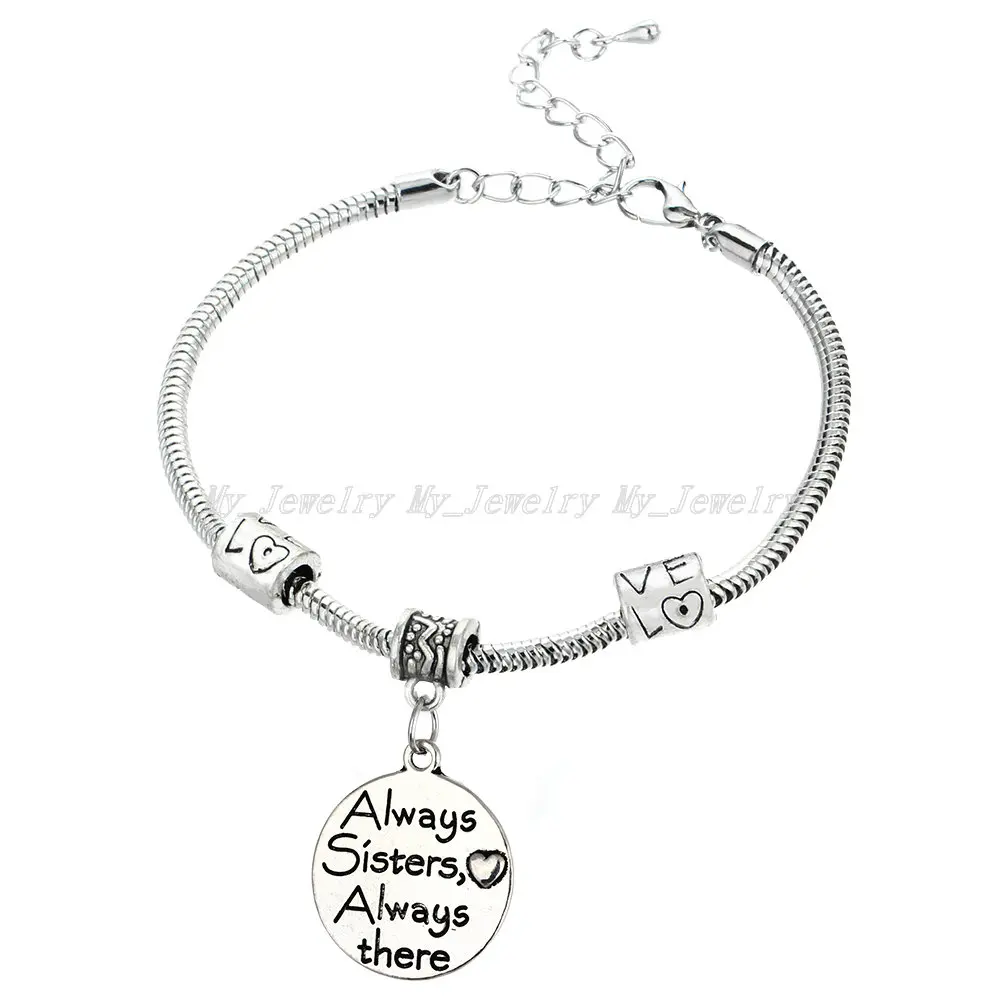 Браслет женский с бусинами Always Sister туда|charm chain|friendship jewelrybangle charm |