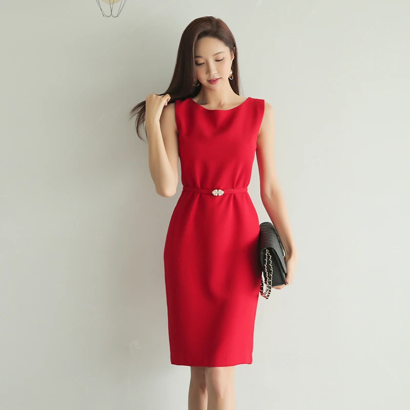 BGTEEVER Summer Slash-neck Mid-length Work Business Pencil Dress Women Sashes High Waist OL Elegant Vestidos femme 2021 | Женская одежда
