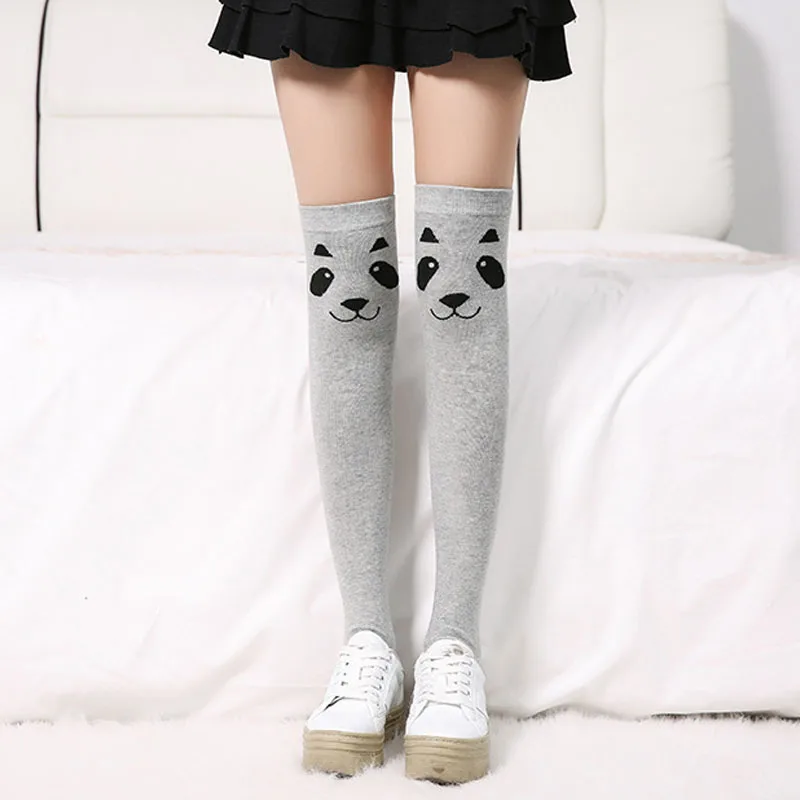 Анималистический принт чулок Для женщин и девочек выше колена длинные брюки для