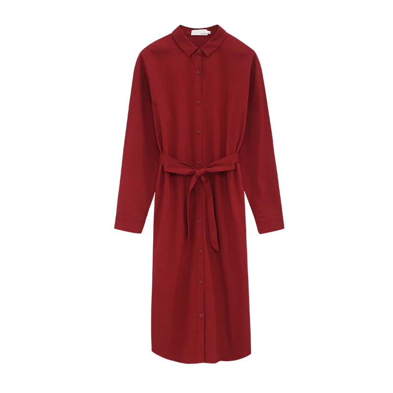 Burgundy INMAN, осень, Новое поступление, хлопок, отложной воротник, модное, повседневное, подходит ко всему, длинный рукав, Женское пальто, платье - Цвет: Burgundy