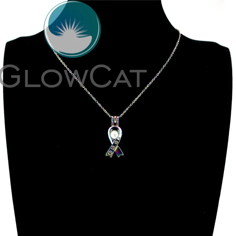 R-C646 Радуга Цвета лента с принтом кошачий коготь бисер Клетка подвеска духи