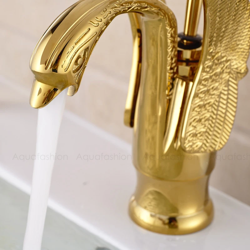 Смеситель в винтажном стиле Лебедь позолоченный смеситель для умывальника