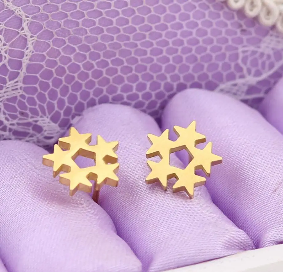 Yiustar новые модные милые серьги 5 звезд 3 цвета для женщин девочек детей ювелирные