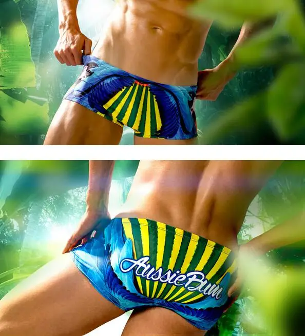 Новый мультфильм печать сексуальный купальники берег гея плавки мужские боксеры