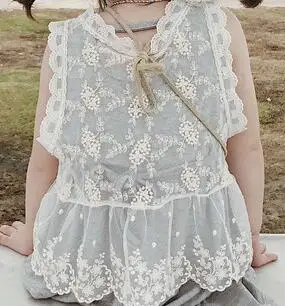 lace vest Милое Пышное Платье в Корейском стиле для девочек, хлопковый, кружевной, с вышивкой без рукавов, жилеты летняя универсальная Красивая без рукавов свободное От 1 до 6 лет - Цвет: lace vest