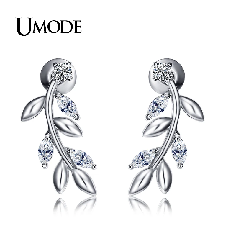 Женские серьги-гвоздики UMODE белый золотой Рождественский подарок с фианитами в