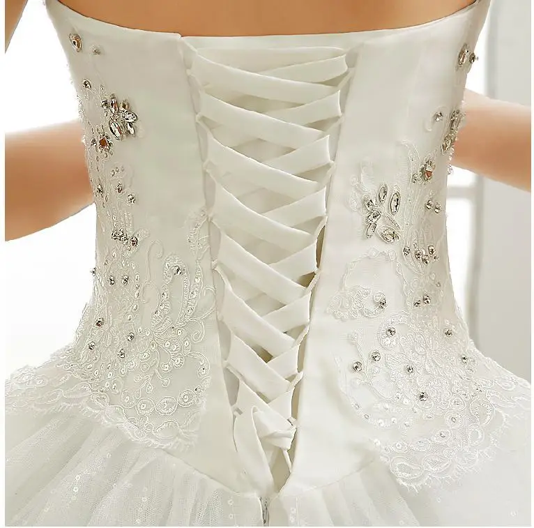 2015 bride slim tube top big train diamond strap wedding dress princess | Свадьбы и торжества