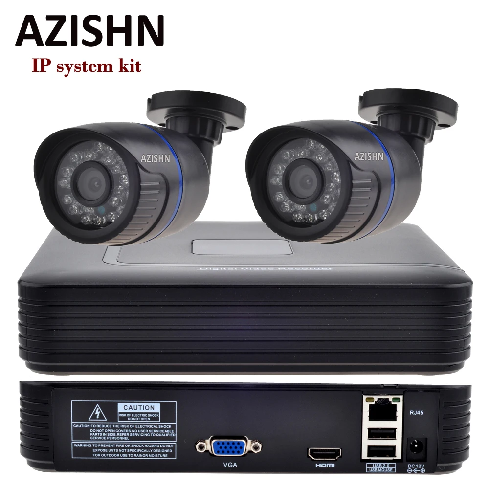 AZISHN CCTV система 4CH комплект 720 P/960 P ip камера безопасности 2 0 HDMI P2P ONVIF NVR + шт.