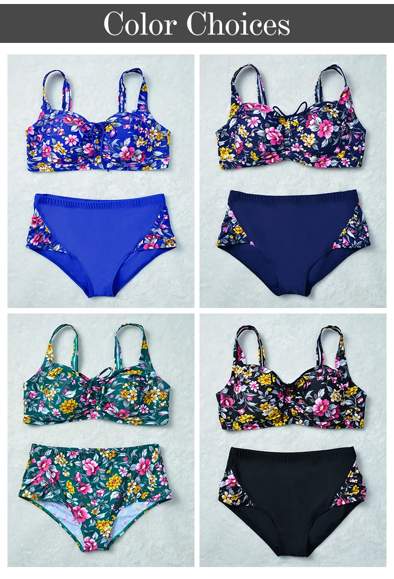 2017 Bikinis Набор больших размеров цветочные печатных бикини купальник |