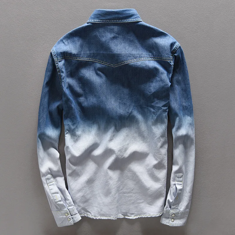 Новинка Весна 2021 мужские рубашки с градиентом длинная рубашка длинным рукавом