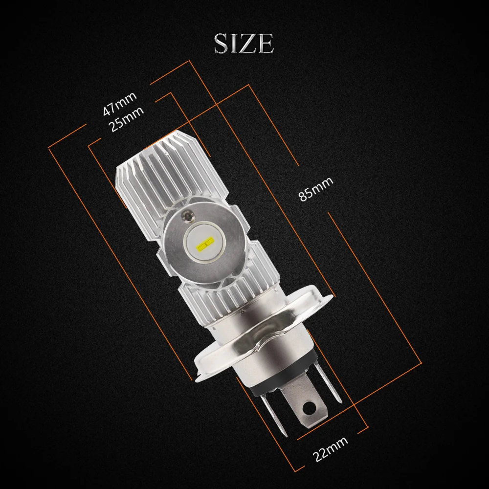 YM E-Bright 2 шт мотоцикл H4 BA20D Высокий/ближний свет 1200LM светодиодный фара 9-80 в DC противотуманная фара для вождения скутера светодиодный налобный фонарь белый