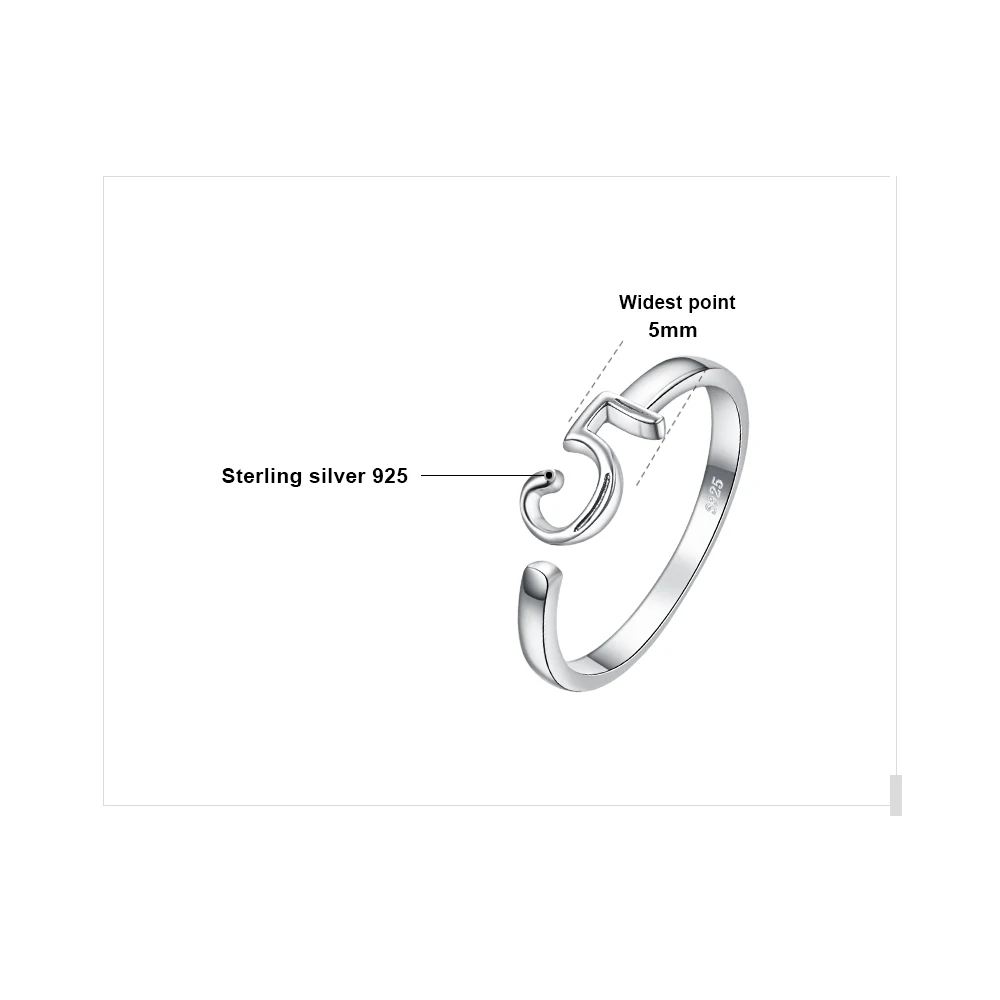 JewelryPalace счастливое число 5 рождения Юбилей регулируемое Открытое кольцо 925 пробы