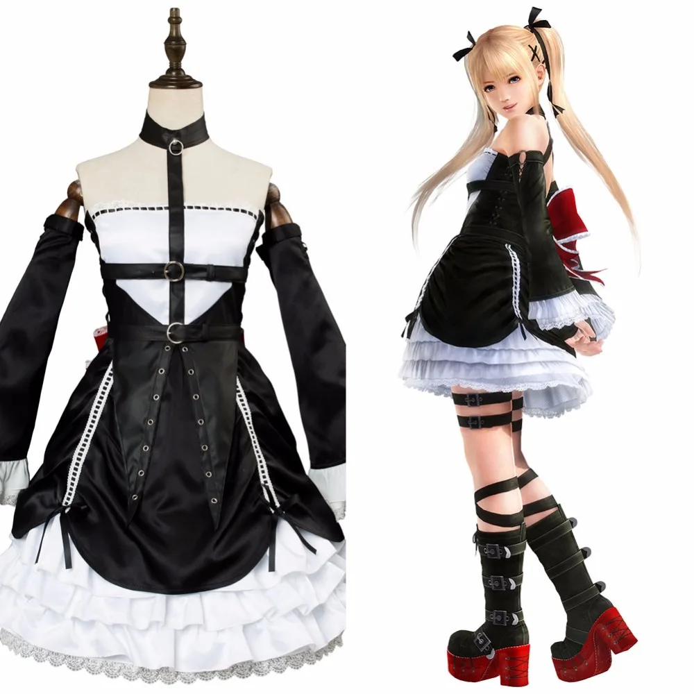 

Game Dead or Alive 6 Cosplay Marie Rose Costume Black Dress Uniform Girls Women Halloween Costume Adult Custom Made