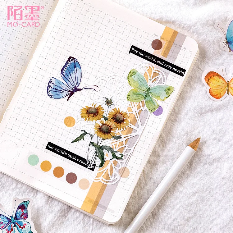 46 шт./кор. Kawaii канцелярские наклейки милые с бабочками клейкие для детей дневник в