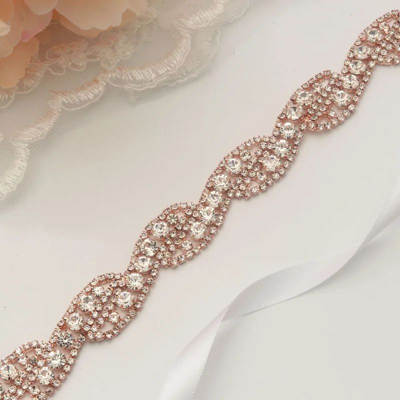 MissRDress Welding Wedding Belt Bridal Ribbon Rose Gold Crystal Rhinesrones For Prom Gown JK947 | Свадьбы и торжества