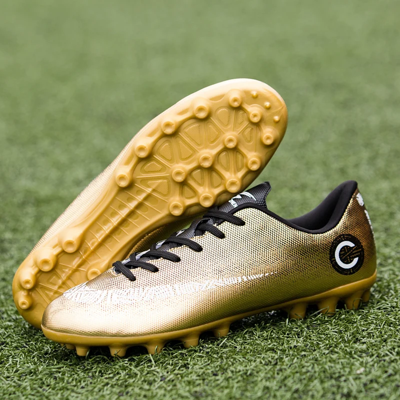 Man Soccer Shoes AG Child Football Outdoor Sport Sneaker For Teenager Men Gold Boots Training Athletics 32-45 | Спорт и развлечения