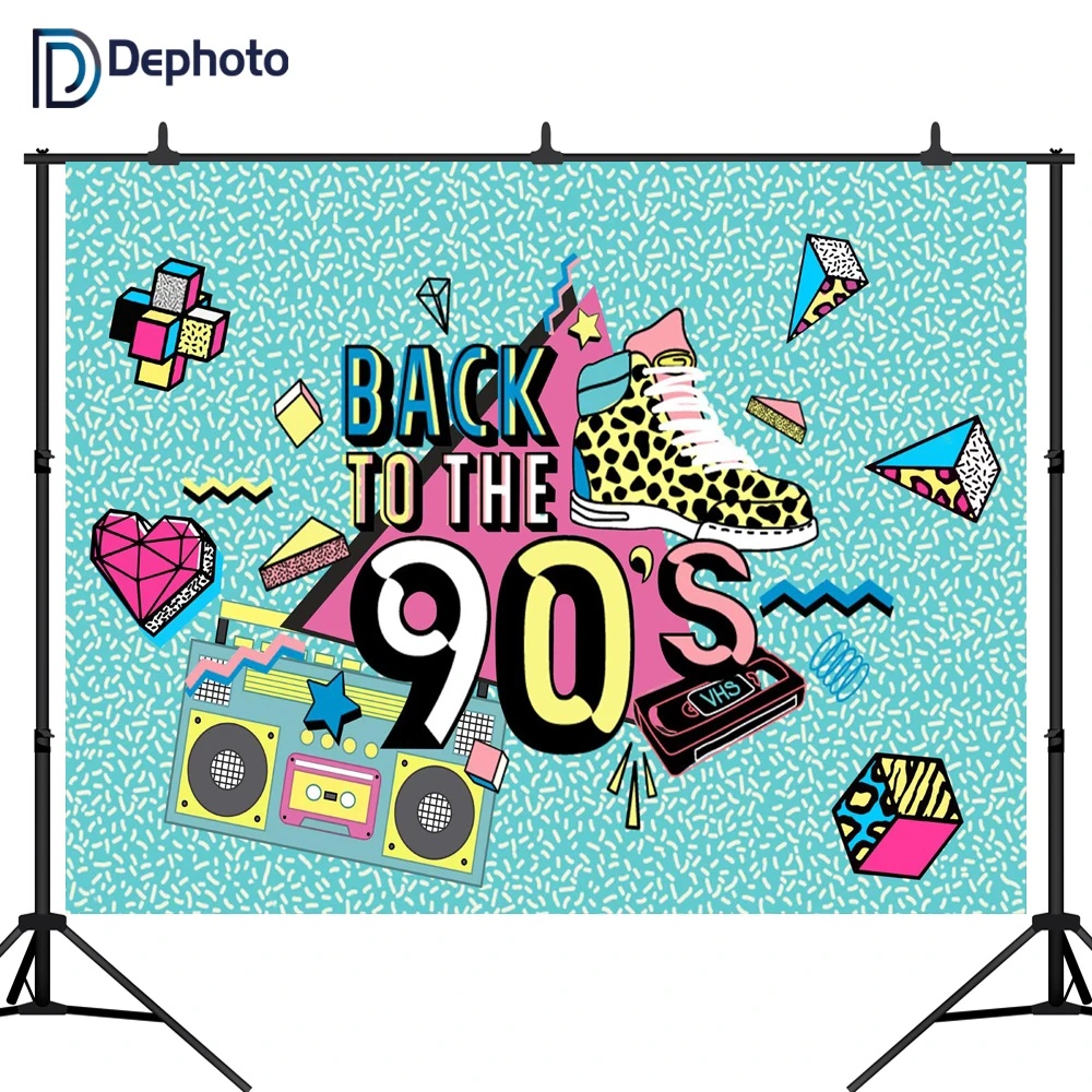 DePhoto Vinyl Photographic Background Back to the 90s Hip-Hop Backdrop Party Themed Decoration for Photography Studio | Электроника