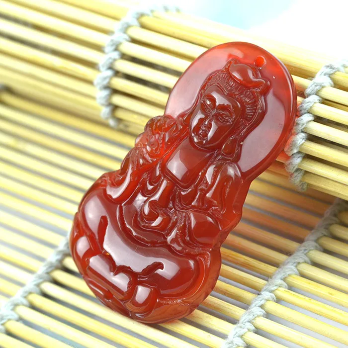 Yanting натуральный красный камень кулон Гуаньинь DIY аксессуары для ожерелья 0179 |