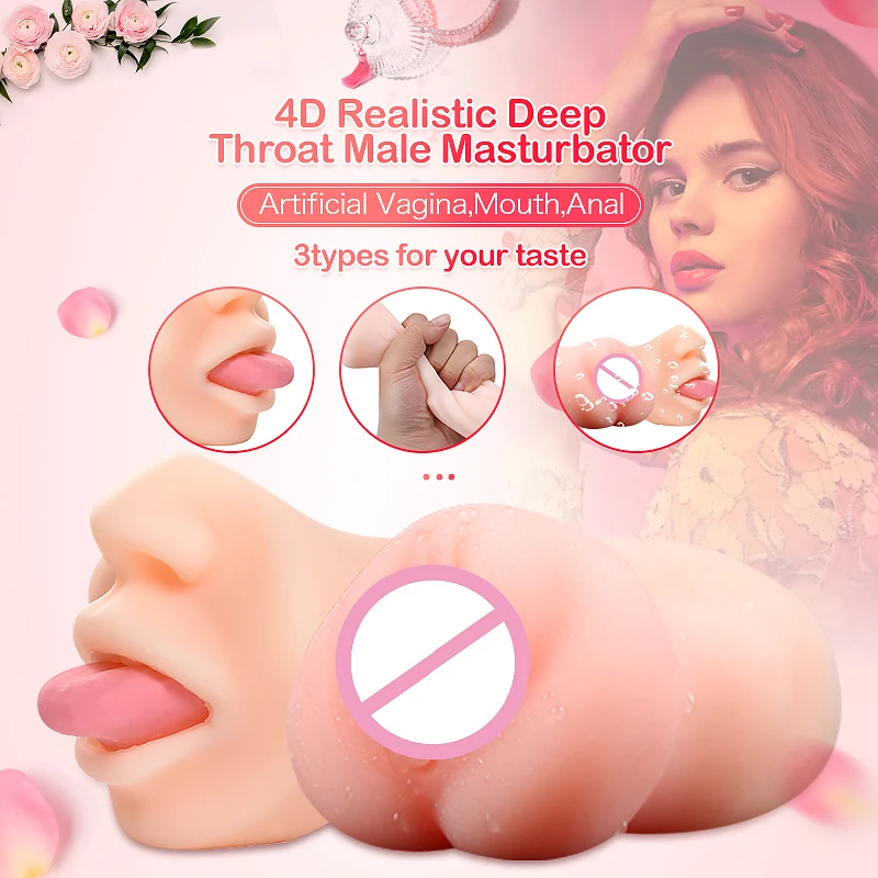 Male masturbator Realistic Vagina Anal Oral silicone Sex Toys for Men 4D Deep Throat Erotic Silicone |