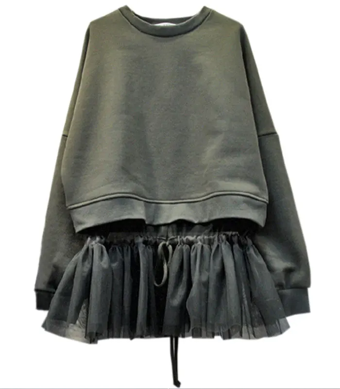 dark green Женские толстовки, модная одежда, женские повседневные толстовки, пуловеры, топы с длинным рукавом, худи с сетчатой вставкой - Цвет: dark green