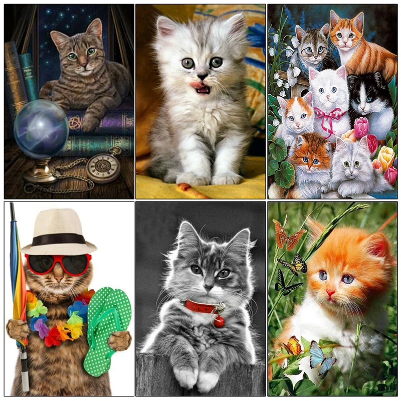 

Christmas Square Diamond Painting Cross Stitch Kit Animals Diamond Embroidery Cats DIY Diamond Mosaic Crafts Full Needlework